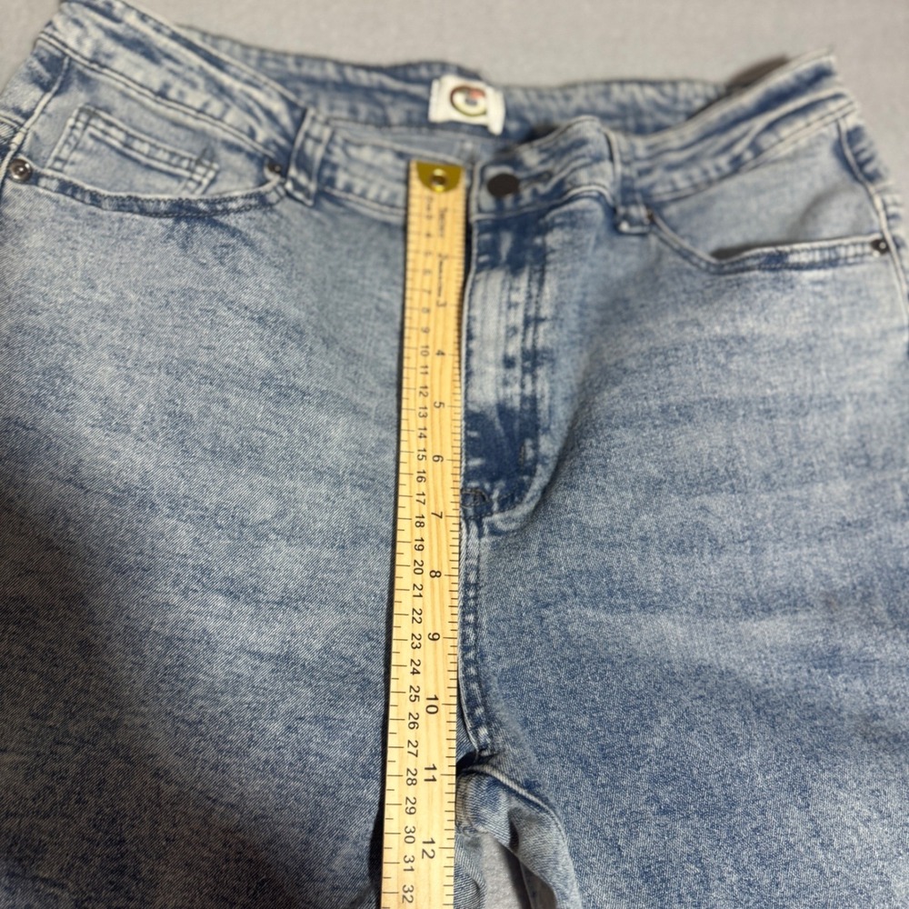 Acid Wash Wide Leg Jeans Light Blue High Waisted Size 14 Relaxed Fit Denim - Picture 3 of 8